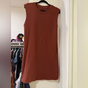 a new day Ribbed Rust Sleeveless Midi Dress